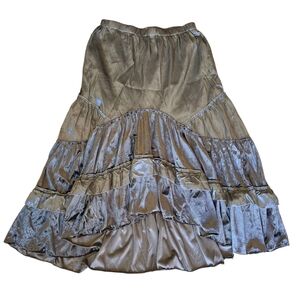 ANNIE Womens Maxi Skirt Size Large Elegant Green and Brown Renaissance Bohemian